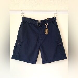 dark navy blue cargo shorts with belt by Prototype